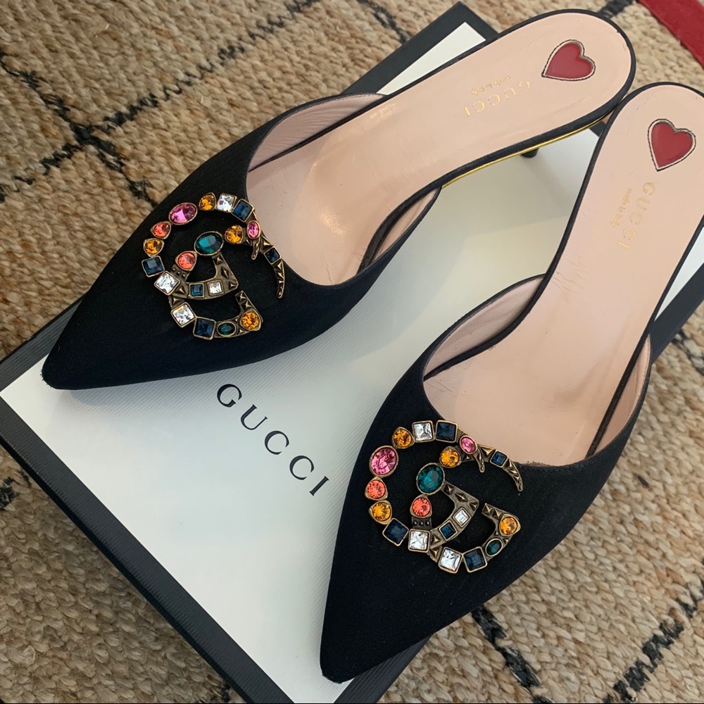 Gucci Unia Moire Mules Size 40